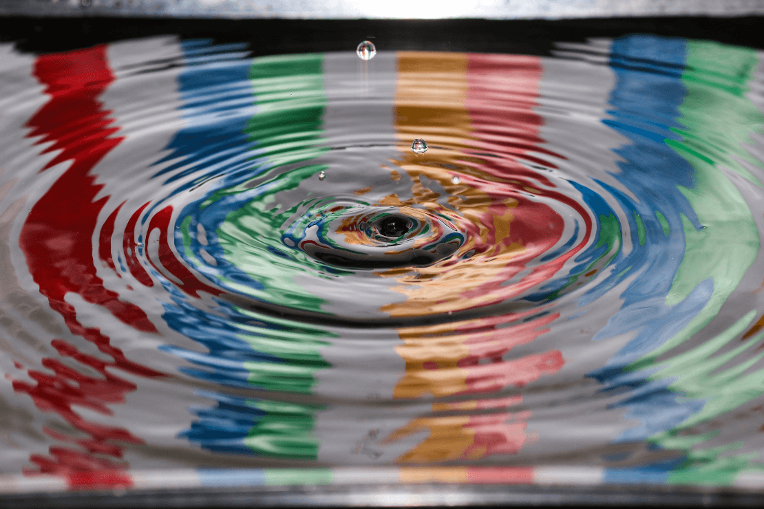 Water droplets, rainbow, impact